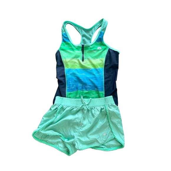 ZeroXposur Girls Swimsuit Set With Girls Bathing Suit one Piece & Swim shorts 🩱 - Picture 4 of 9